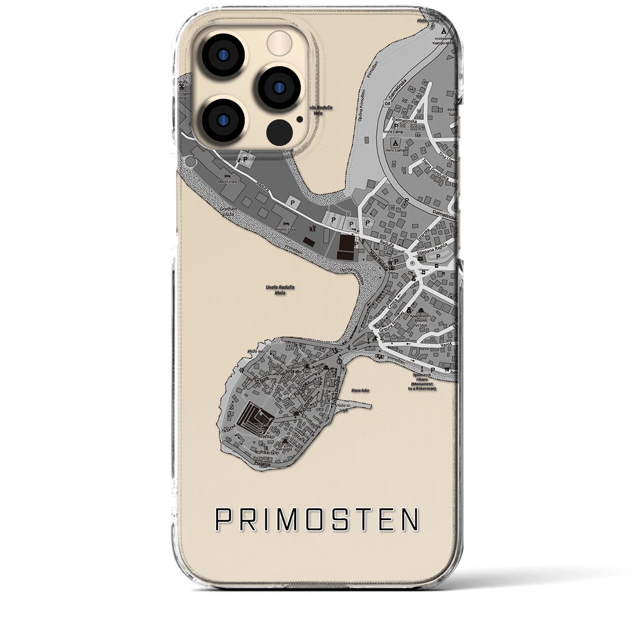 【プリモシュテン(クロアチア)】地図柄iPhoneケース(クリアタイプ)