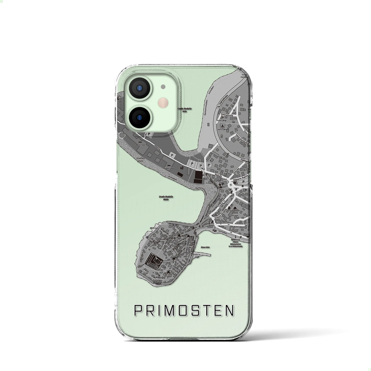【プリモシュテン(クロアチア)】地図柄iPhoneケース(クリアタイプ)