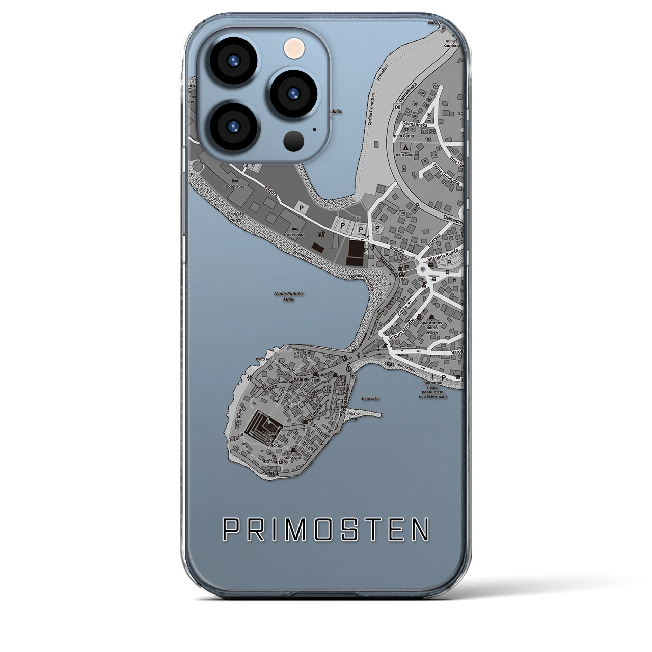 【プリモシュテン(クロアチア)】地図柄iPhoneケース(クリアタイプ)