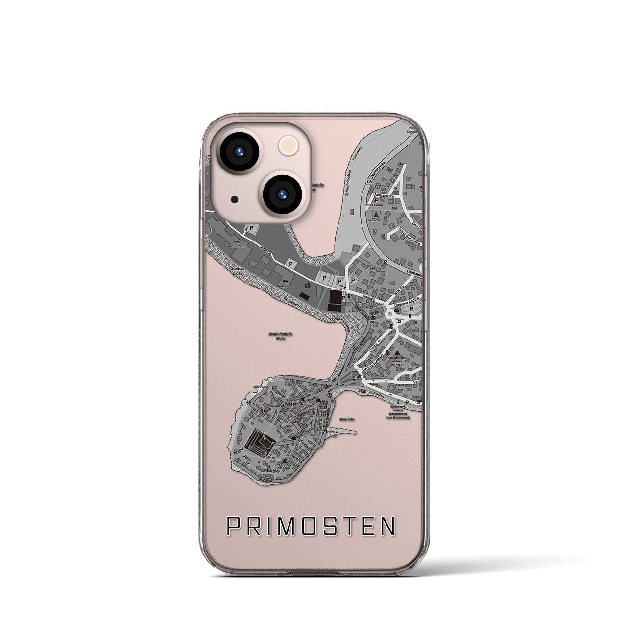 【プリモシュテン(クロアチア)】地図柄iPhoneケース(クリアタイプ)