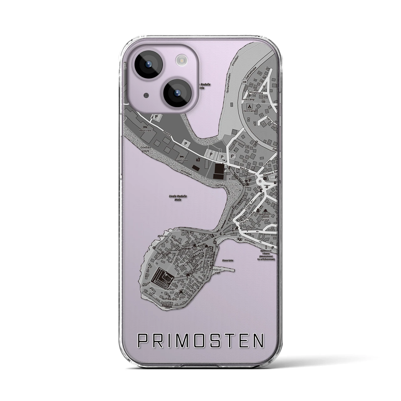 【プリモシュテン(クロアチア)】地図柄iPhoneケース(クリアタイプ)