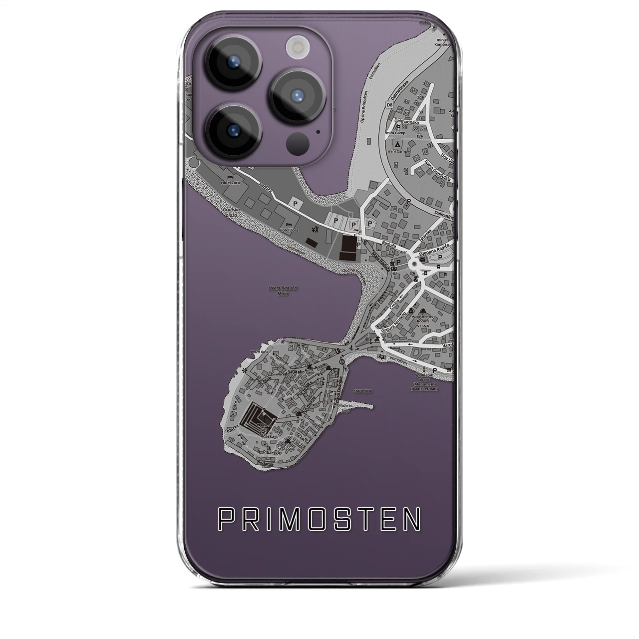 【プリモシュテン(クロアチア)】地図柄iPhoneケース(クリアタイプ)