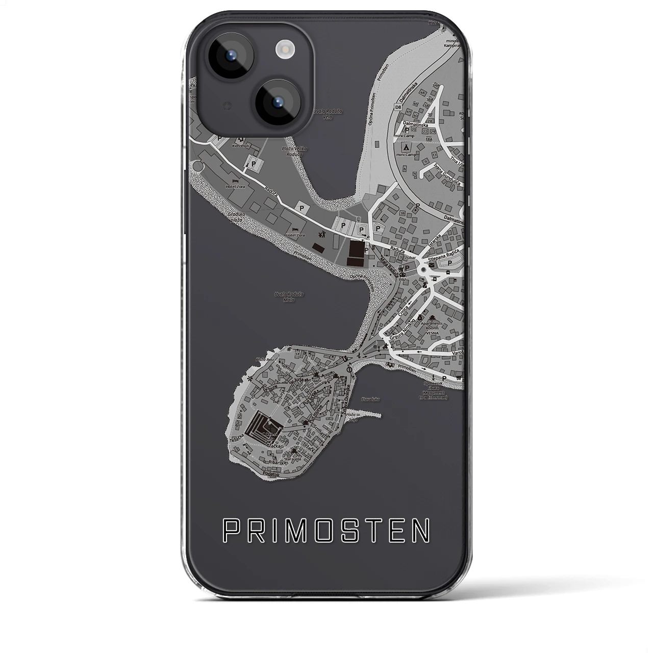 【プリモシュテン(クロアチア)】地図柄iPhoneケース(クリアタイプ)