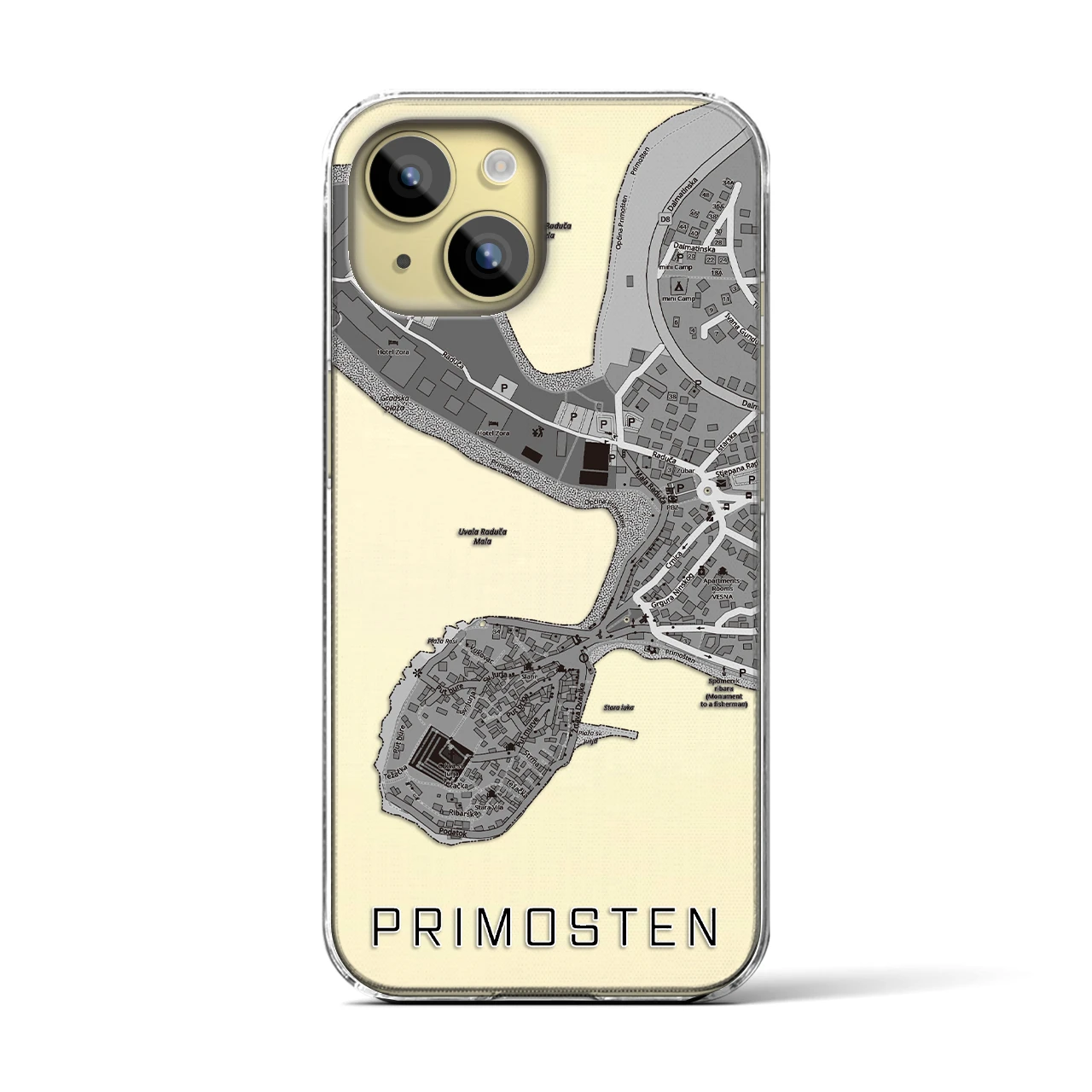 【プリモシュテン(クロアチア)】地図柄iPhoneケース(クリアタイプ)