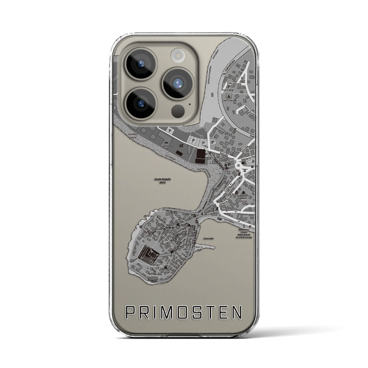 【プリモシュテン(クロアチア)】地図柄iPhoneケース(クリアタイプ)