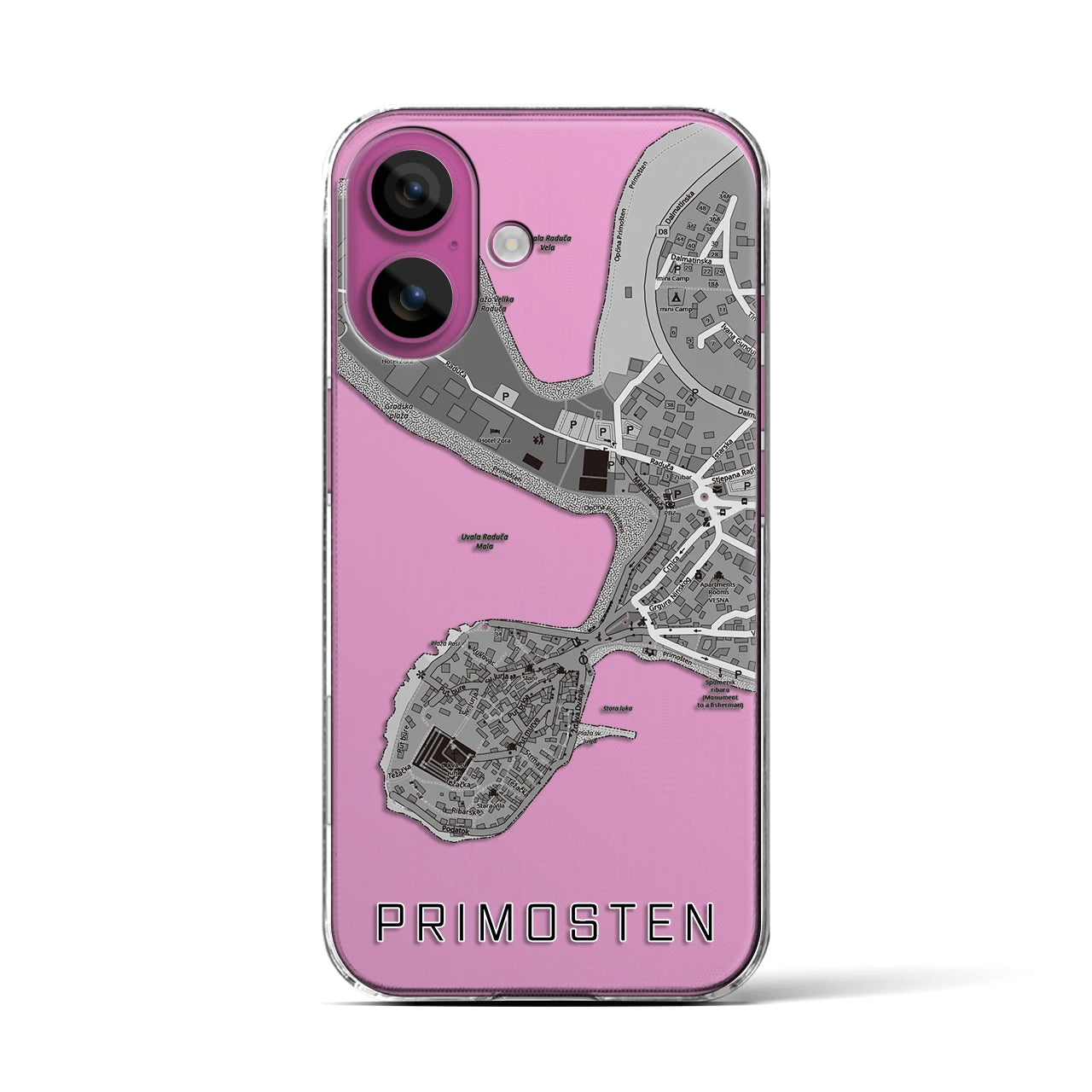 【プリモシュテン(クロアチア)】地図柄iPhoneケース(クリアタイプ)