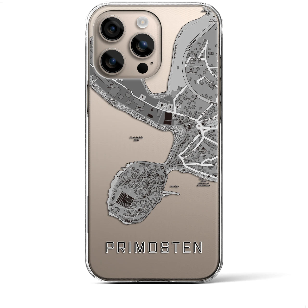 【プリモシュテン(クロアチア)】地図柄iPhoneケース(クリアタイプ)
