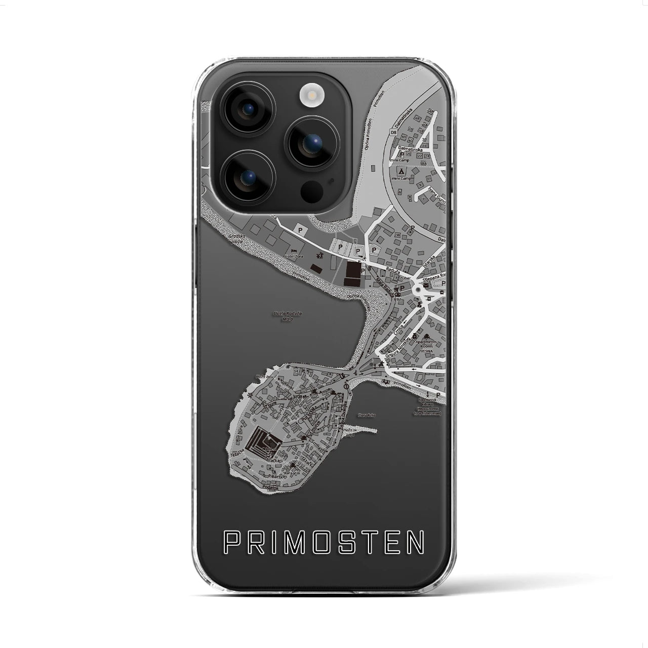 【プリモシュテン(クロアチア)】地図柄iPhoneケース(クリアタイプ)