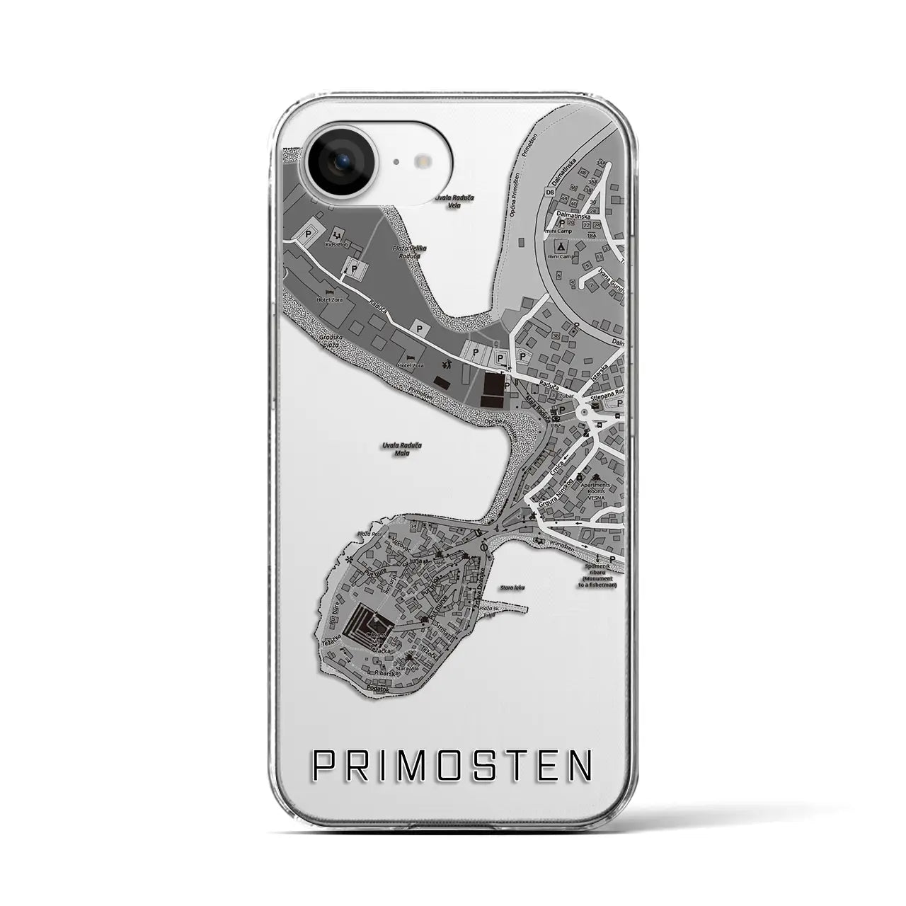 【プリモシュテン(クロアチア)】地図柄iPhoneケース(クリアタイプ)