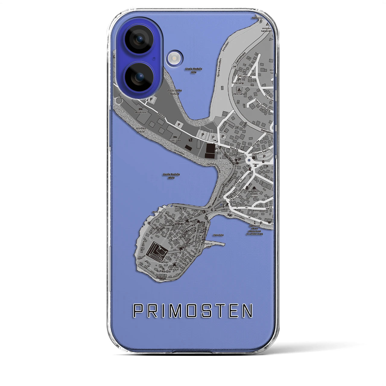 【プリモシュテン(クロアチア)】地図柄iPhoneケース(クリアタイプ)