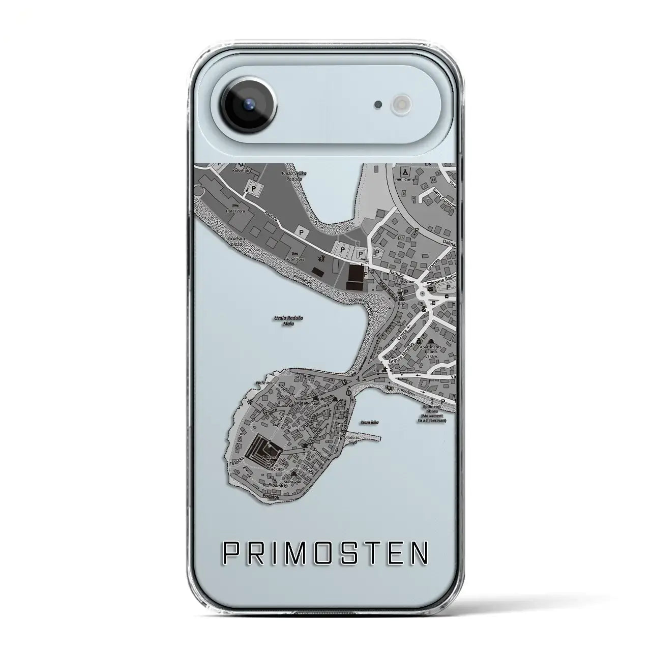 【プリモシュテン(クロアチア)】地図柄iPhoneケース(クリアタイプ)