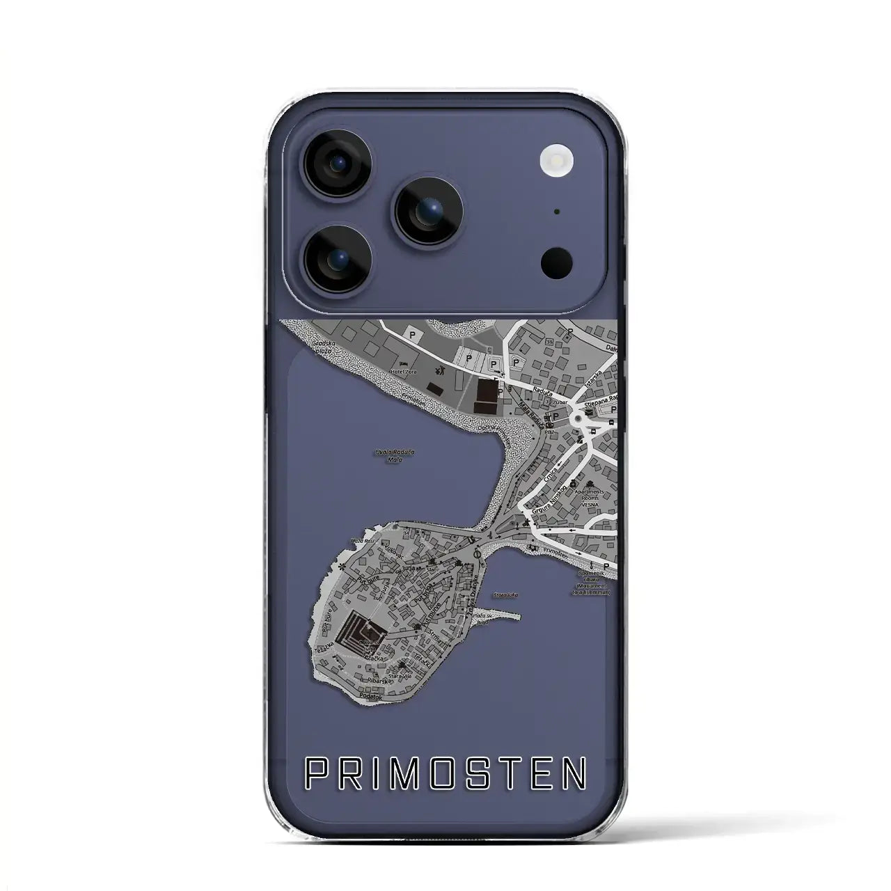 【プリモシュテン(クロアチア)】地図柄iPhoneケース(クリアタイプ)