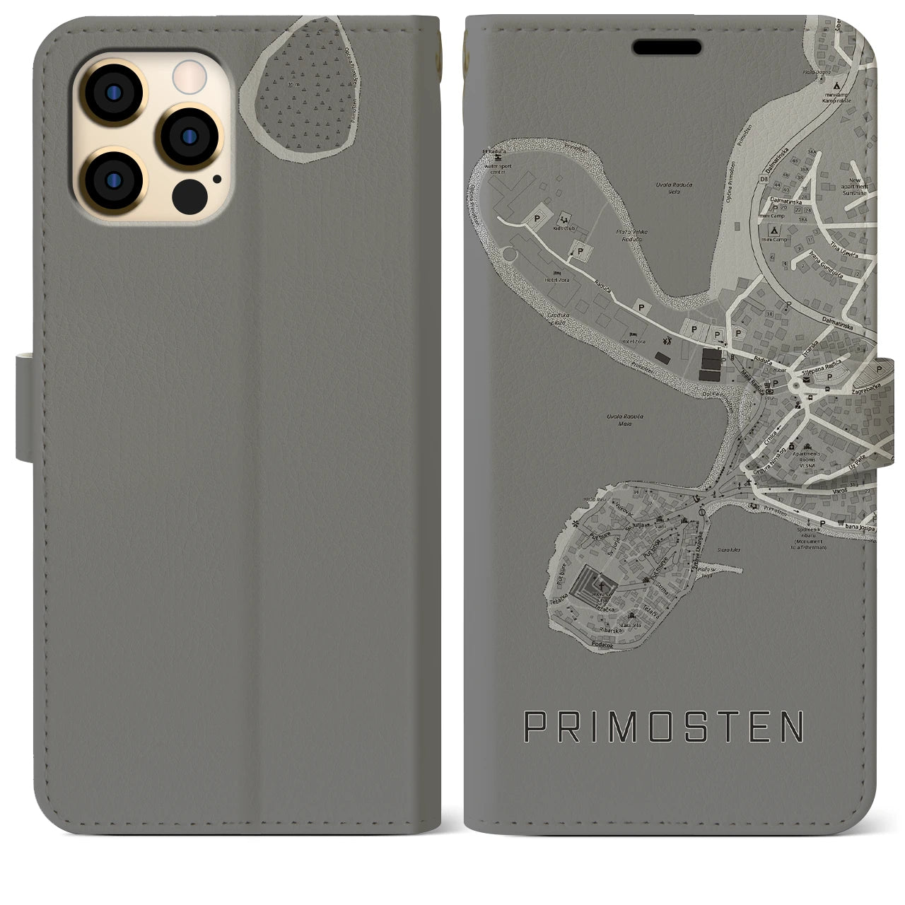 【プリモシュテン(クロアチア)】地図柄iPhoneケース(手帳タイプ)