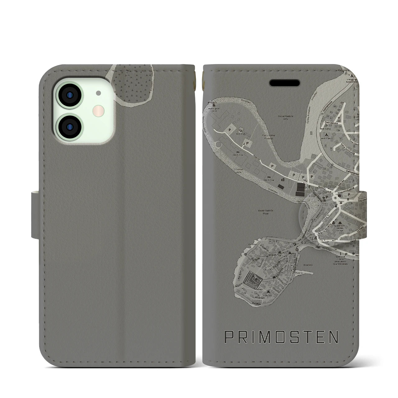 【プリモシュテン(クロアチア)】地図柄iPhoneケース(手帳タイプ)