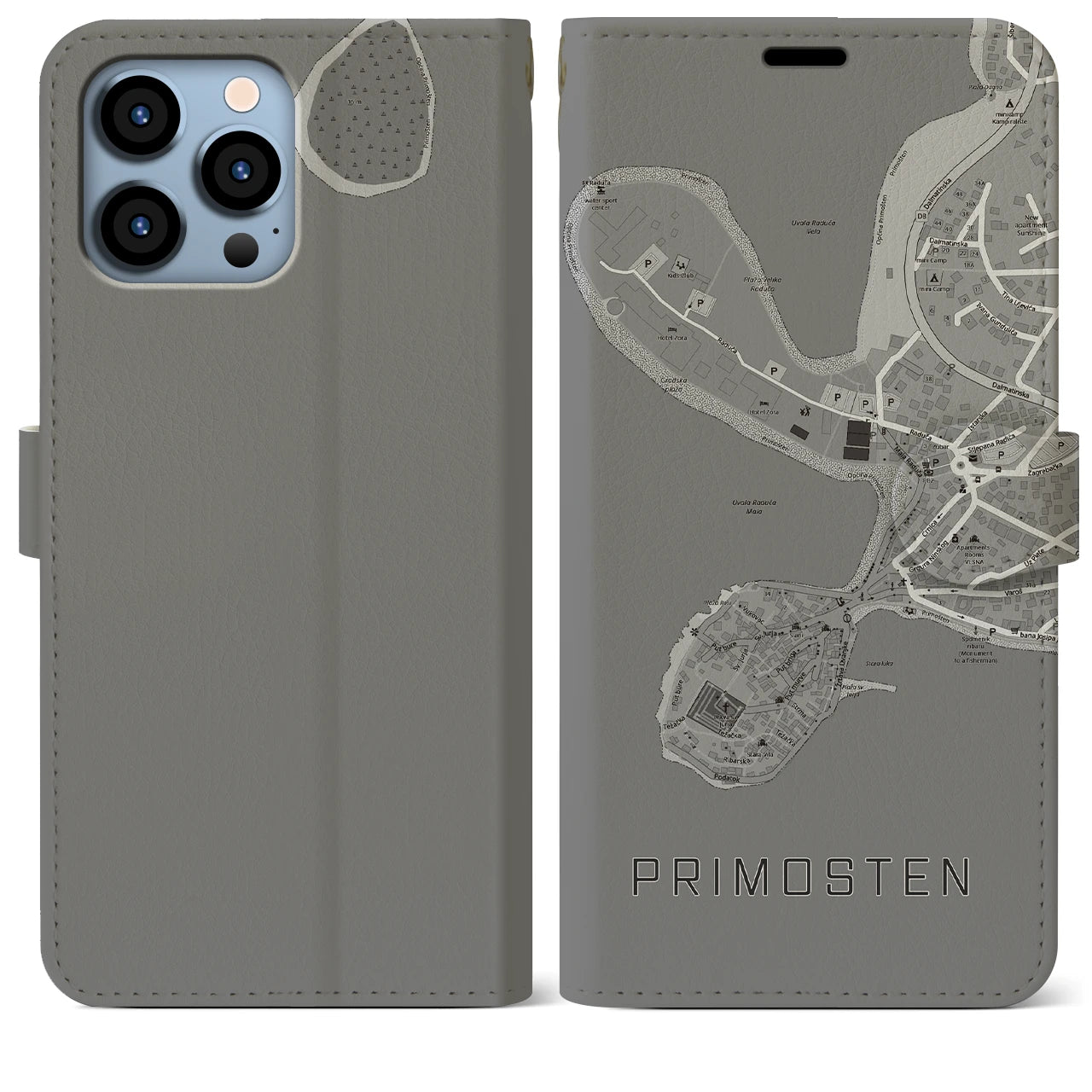 【プリモシュテン(クロアチア)】地図柄iPhoneケース(手帳タイプ)