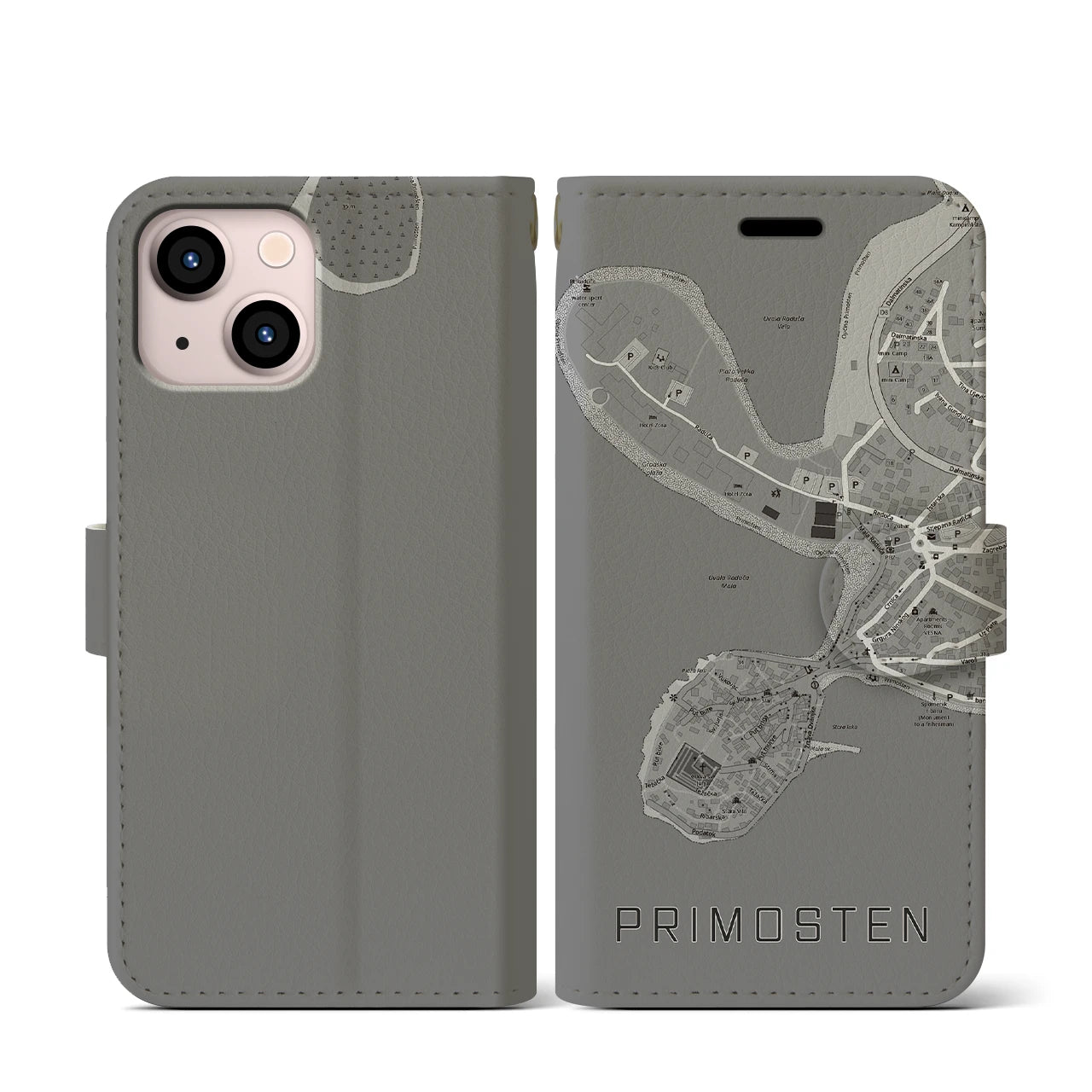 【プリモシュテン(クロアチア)】地図柄iPhoneケース(手帳タイプ)