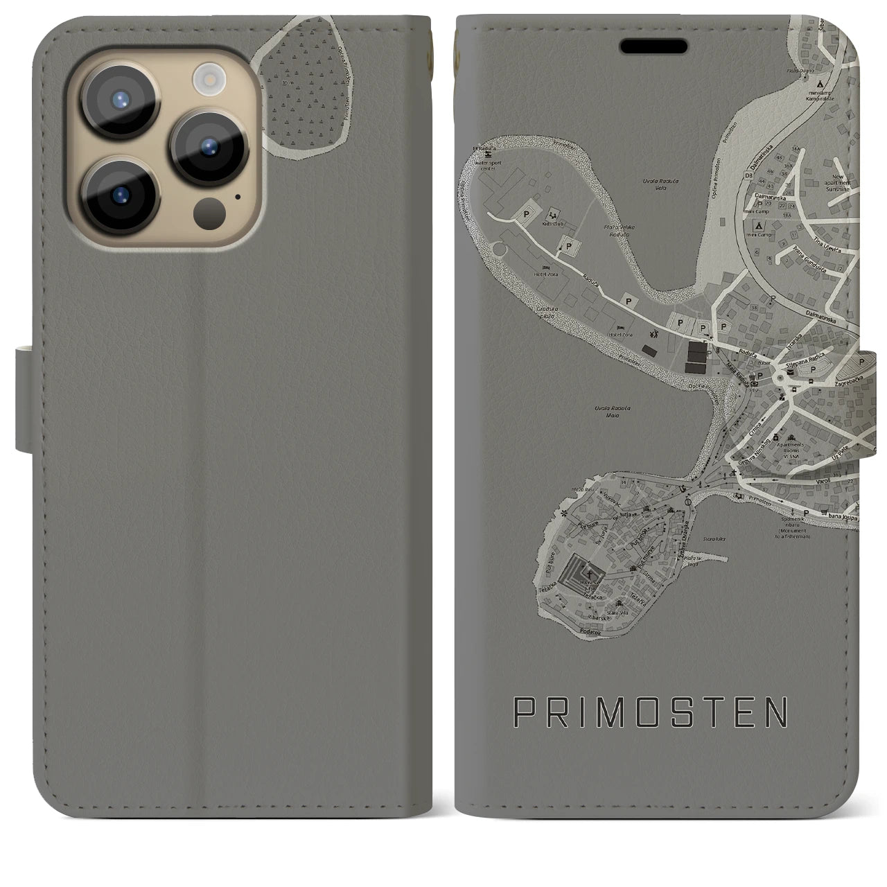 【プリモシュテン(クロアチア)】地図柄iPhoneケース(手帳タイプ)