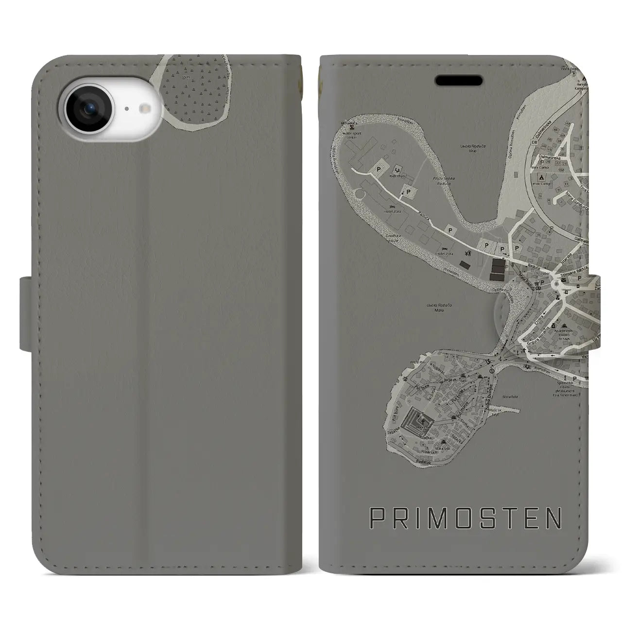 【プリモシュテン(クロアチア)】地図柄iPhoneケース(手帳タイプ)
