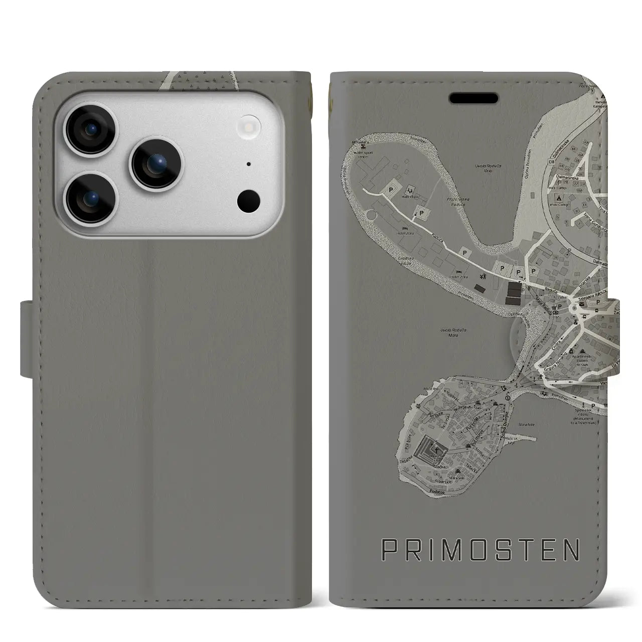 【プリモシュテン(クロアチア)】地図柄iPhoneケース(手帳タイプ)