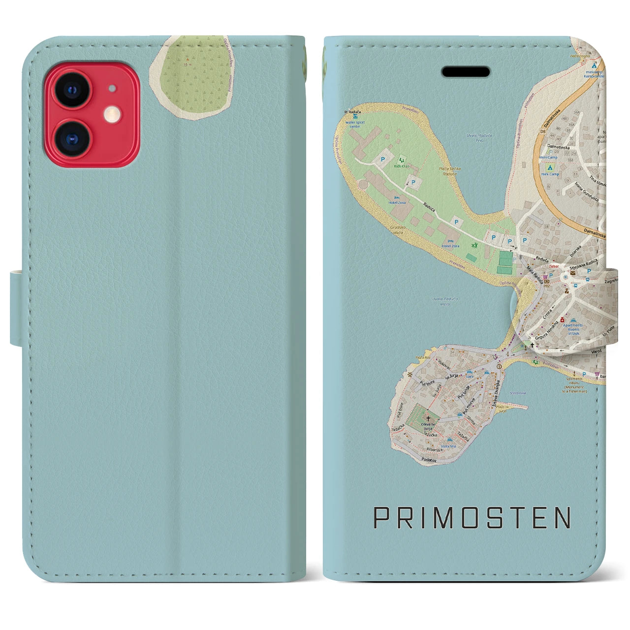 【プリモシュテン(クロアチア)】地図柄iPhoneケース(手帳タイプ)ナチュラル・iPhone 11 用