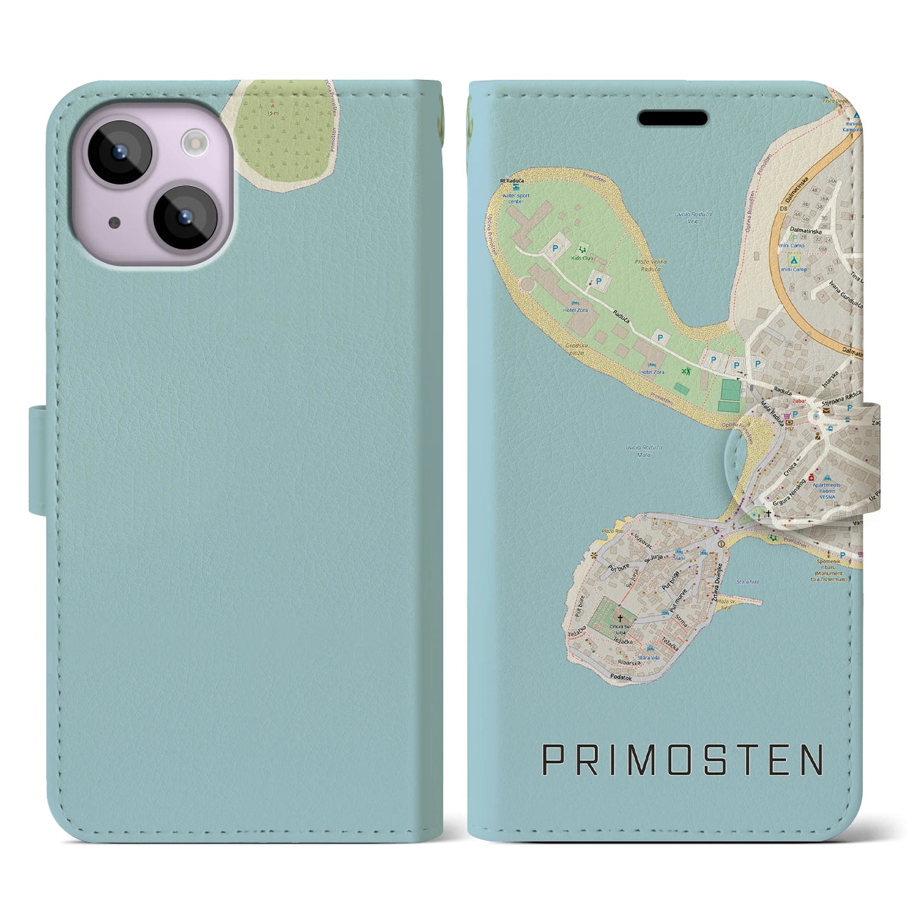 【プリモシュテン(クロアチア)】地図柄iPhoneケース(手帳タイプ)ナチュラル・iPhone 14 用