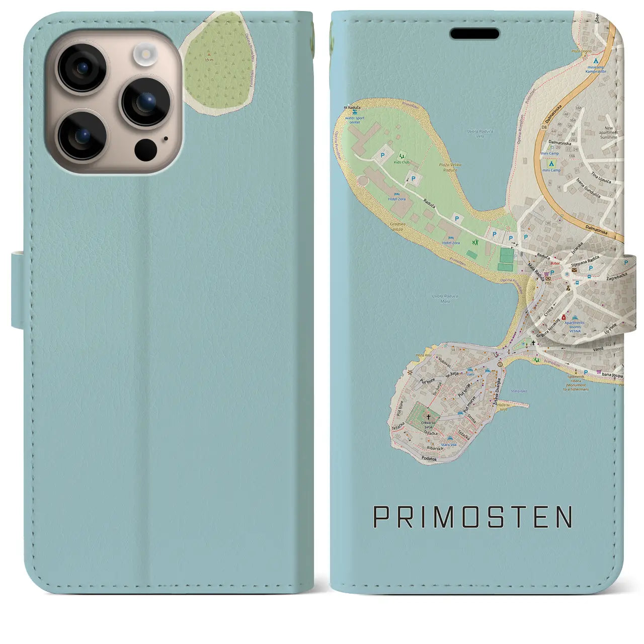 【プリモシュテン(クロアチア)】地図柄iPhoneケース(手帳タイプ)