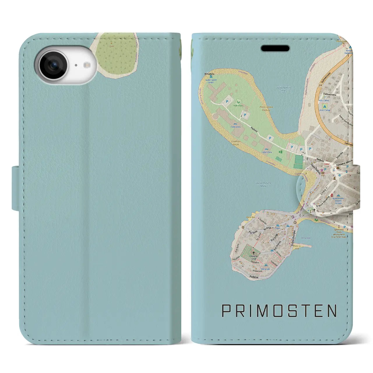 【プリモシュテン(クロアチア)】地図柄iPhoneケース(手帳タイプ)