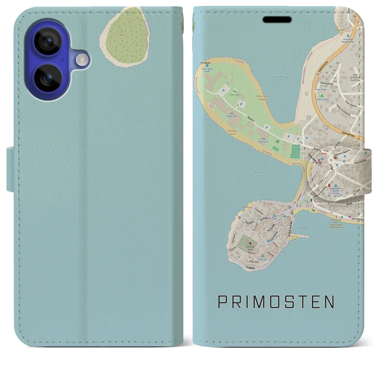 【プリモシュテン(クロアチア)】地図柄iPhoneケース(手帳タイプ)