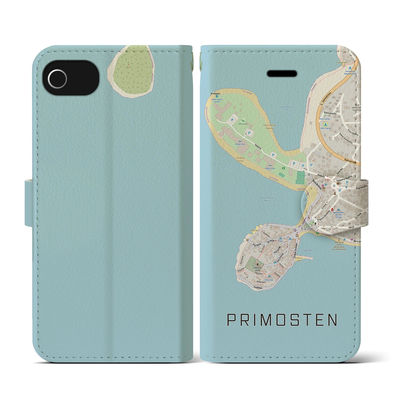 【プリモシュテン(クロアチア)】地図柄iPhoneケース(手帳タイプ)