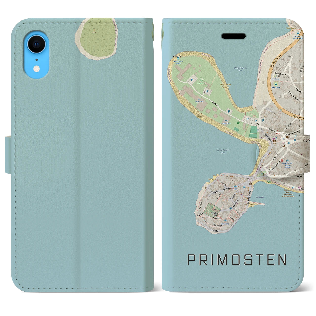 【プリモシュテン(クロアチア)】地図柄iPhoneケース(手帳タイプ)ナチュラル・iPhone XR 用