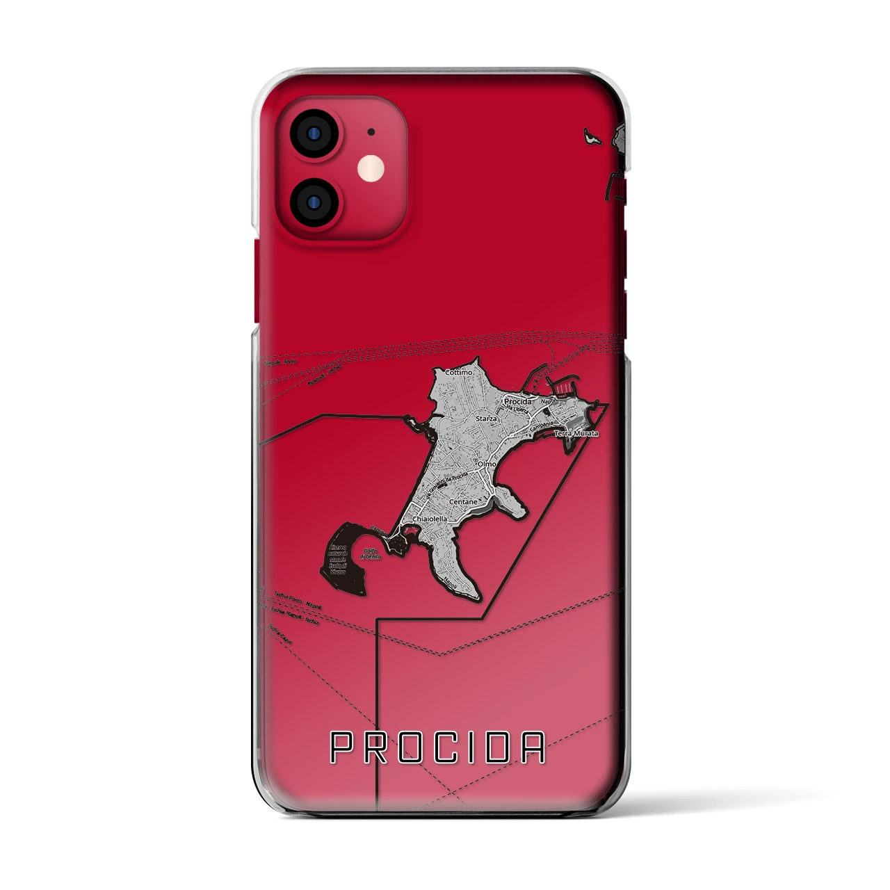 【プローチダ(イタリア)】地図柄iPhoneケース(クリアタイプ)