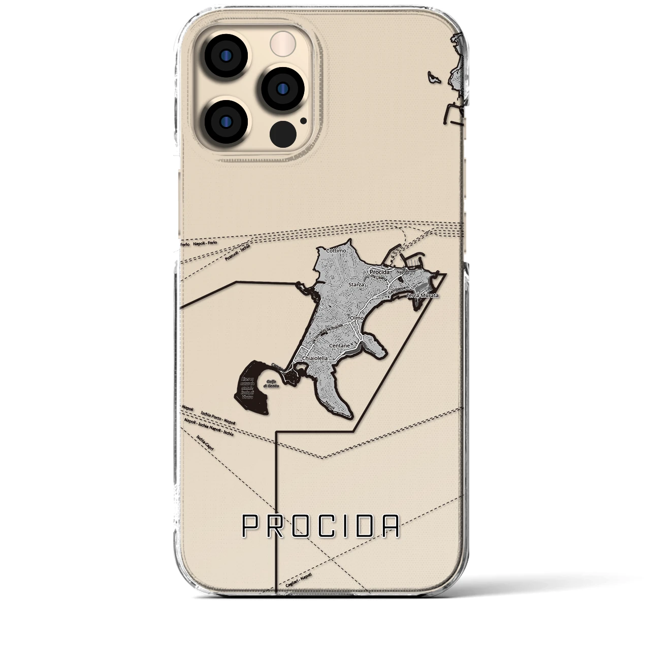 【プローチダ(イタリア)】地図柄iPhoneケース(クリアタイプ)