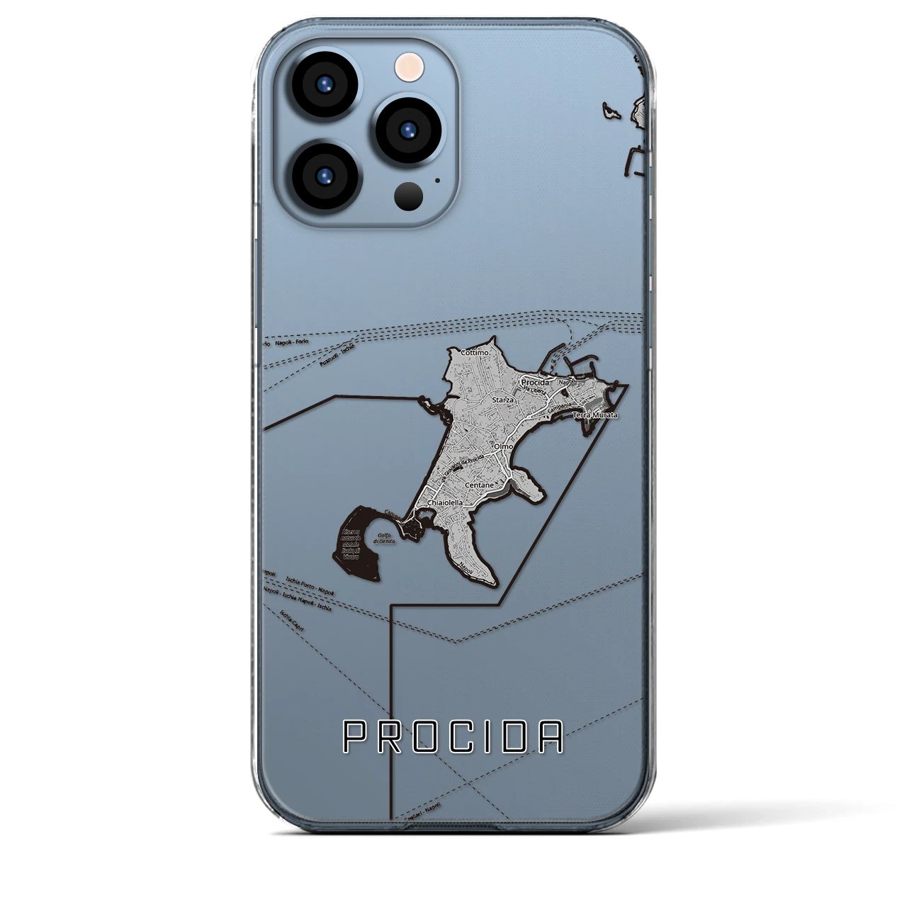 【プローチダ(イタリア)】地図柄iPhoneケース(クリアタイプ)