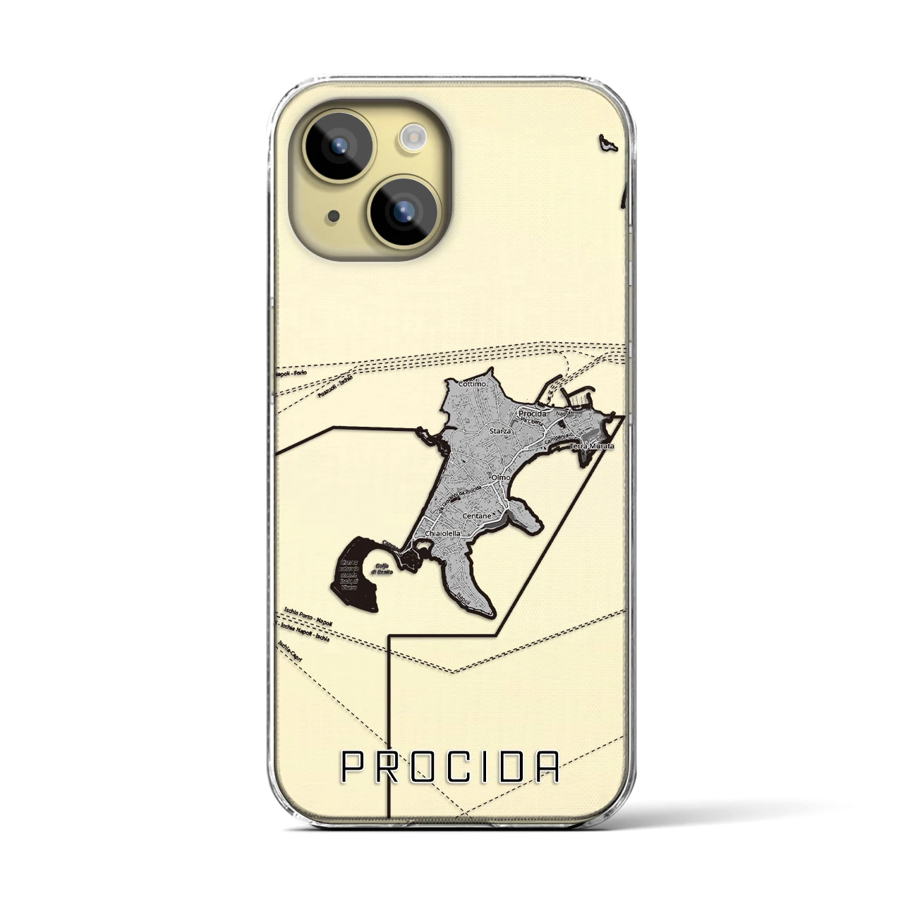 【プローチダ(イタリア)】地図柄iPhoneケース(クリアタイプ)