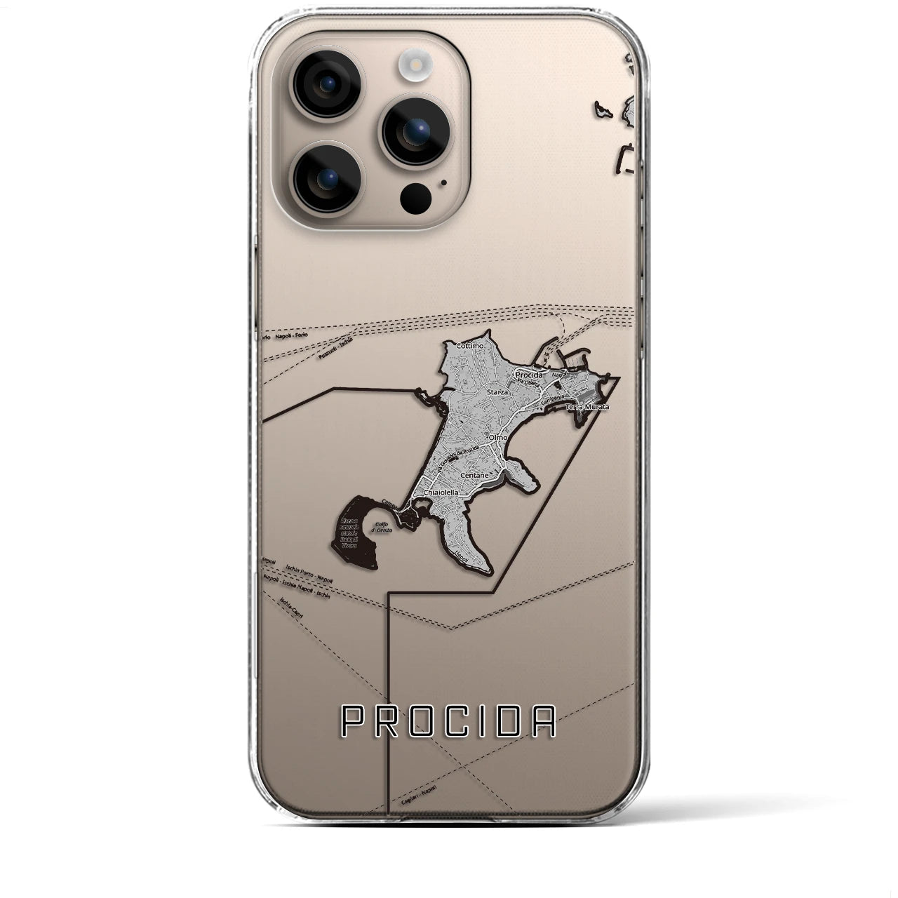 【プローチダ(イタリア)】地図柄iPhoneケース(クリアタイプ)