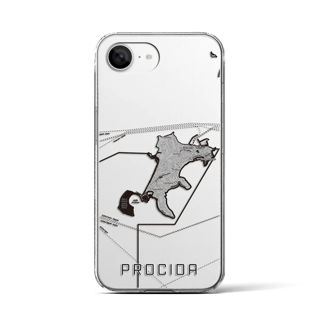 【プローチダ(イタリア)】地図柄iPhoneケース(クリアタイプ)