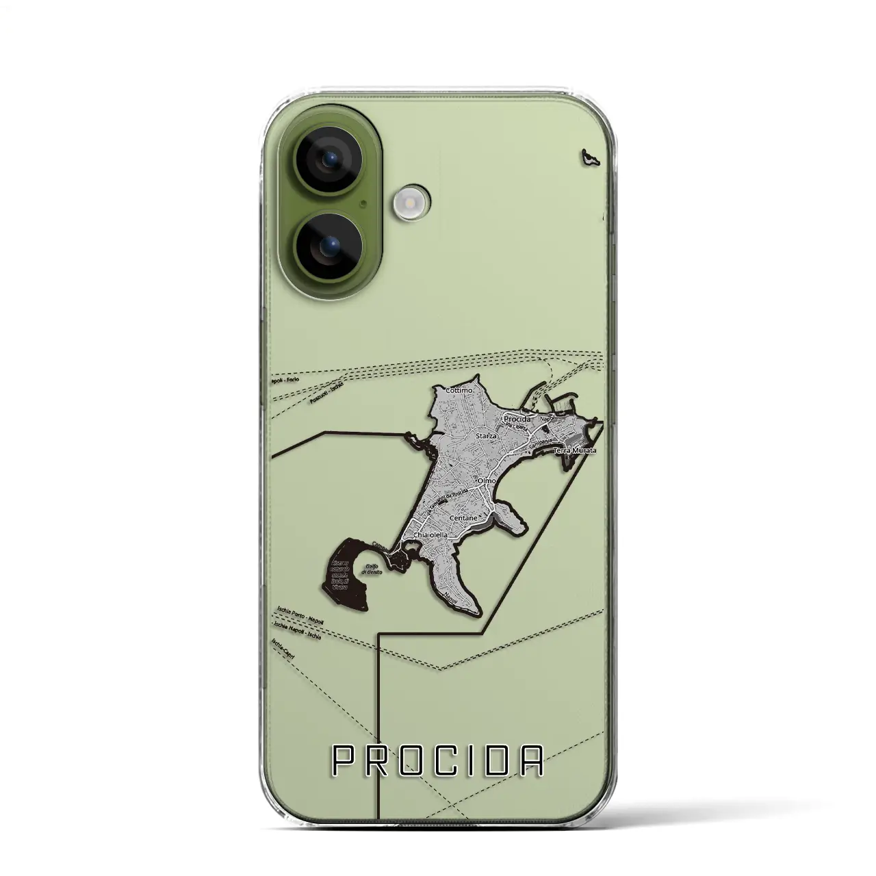 【プローチダ(イタリア)】地図柄iPhoneケース(クリアタイプ)