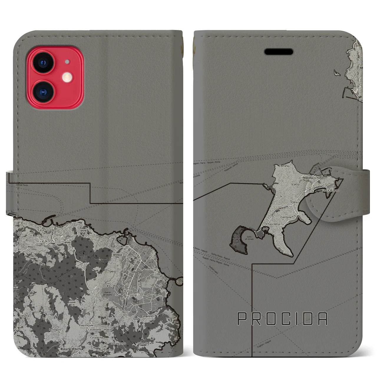 【プローチダ(イタリア)】地図柄iPhoneケース(手帳タイプ)