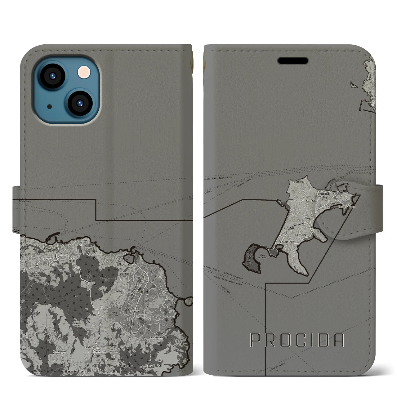 【プローチダ(イタリア)】地図柄iPhoneケース(手帳タイプ)