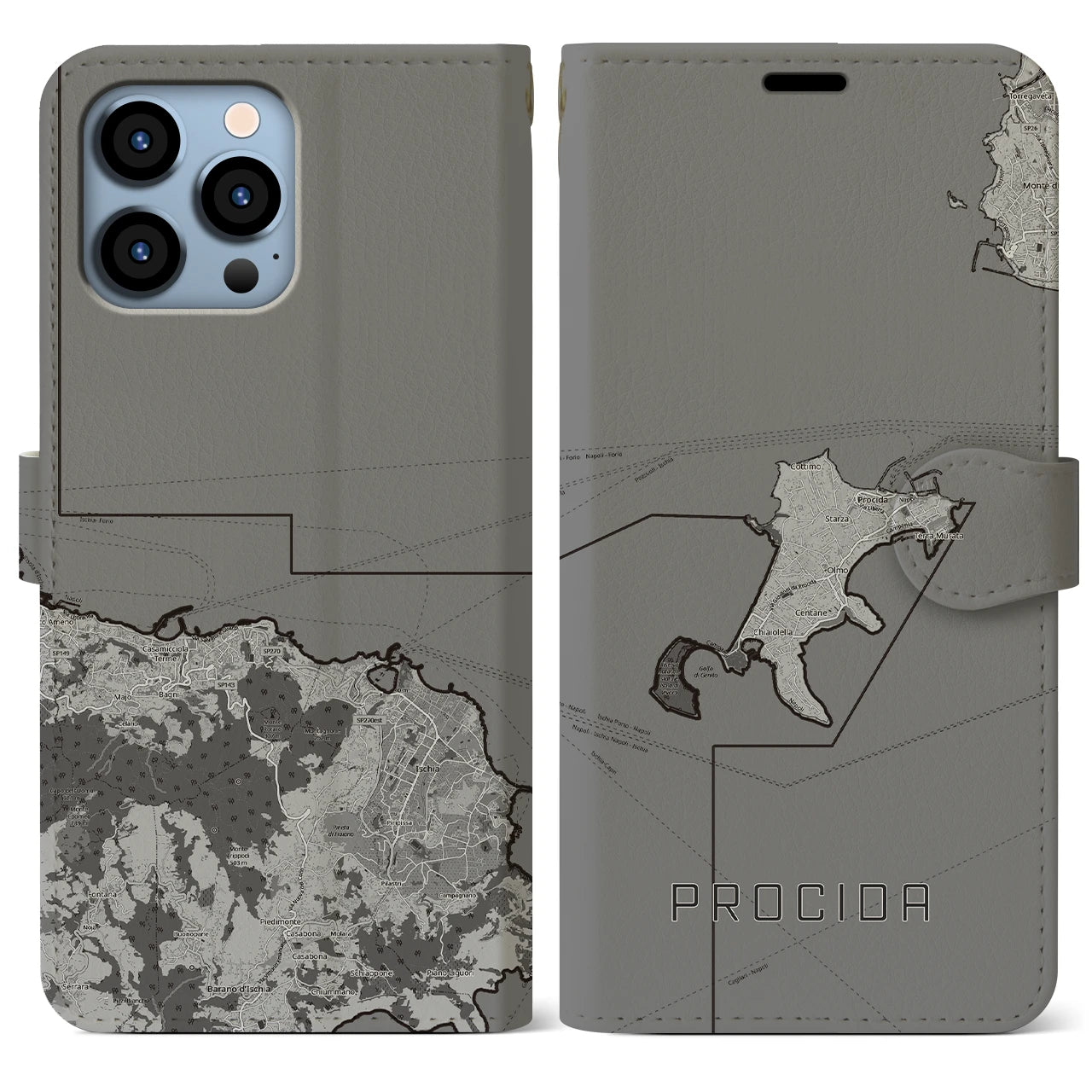 【プローチダ(イタリア)】地図柄iPhoneケース(手帳タイプ)