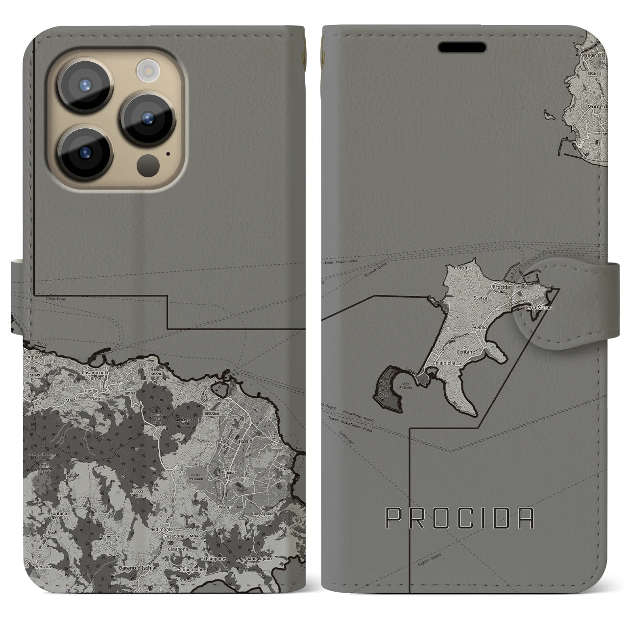 【プローチダ(イタリア)】地図柄iPhoneケース(手帳タイプ)