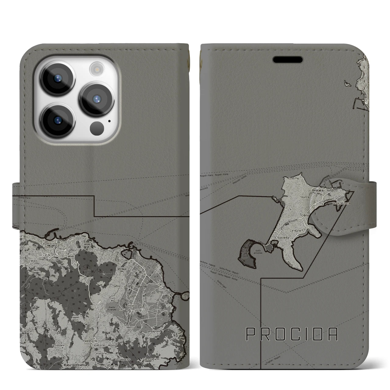 【プローチダ(イタリア)】地図柄iPhoneケース(手帳タイプ)