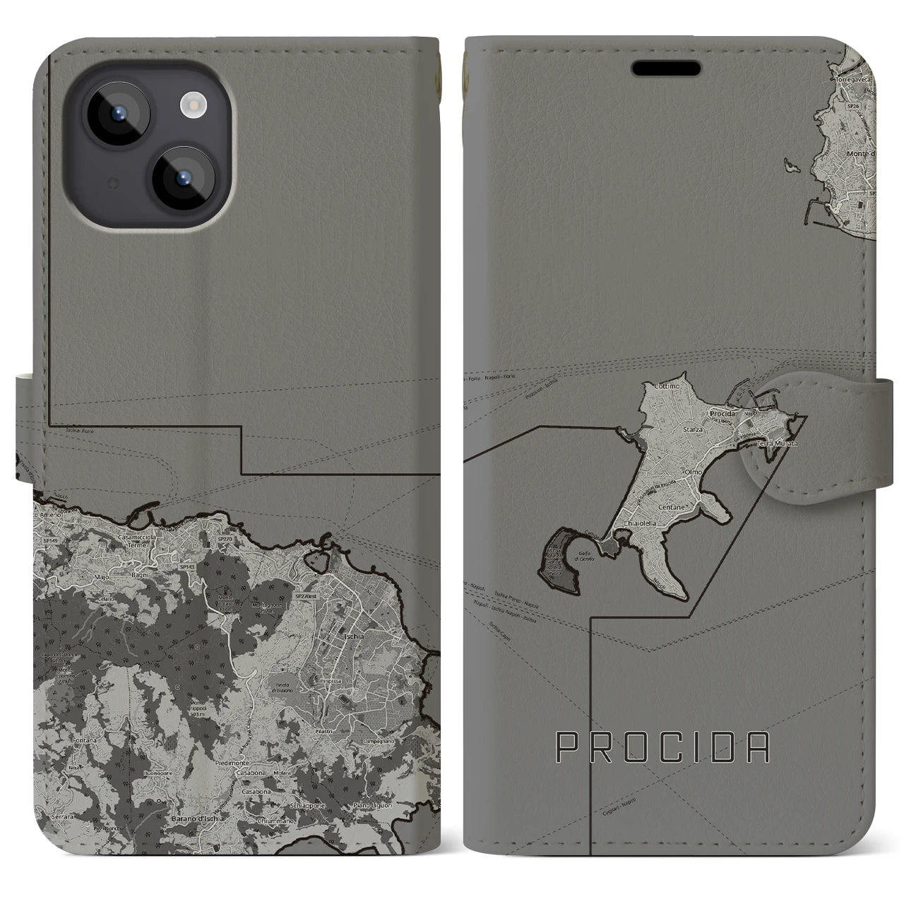 【プローチダ(イタリア)】地図柄iPhoneケース(手帳タイプ)