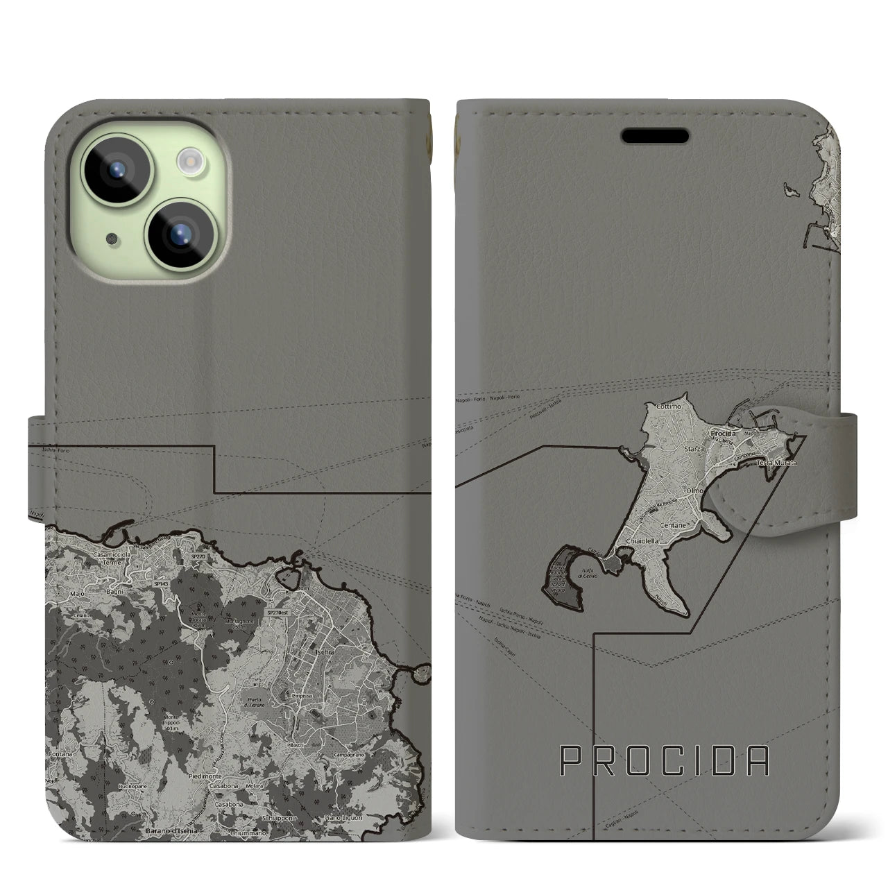 【プローチダ(イタリア)】地図柄iPhoneケース(手帳タイプ)