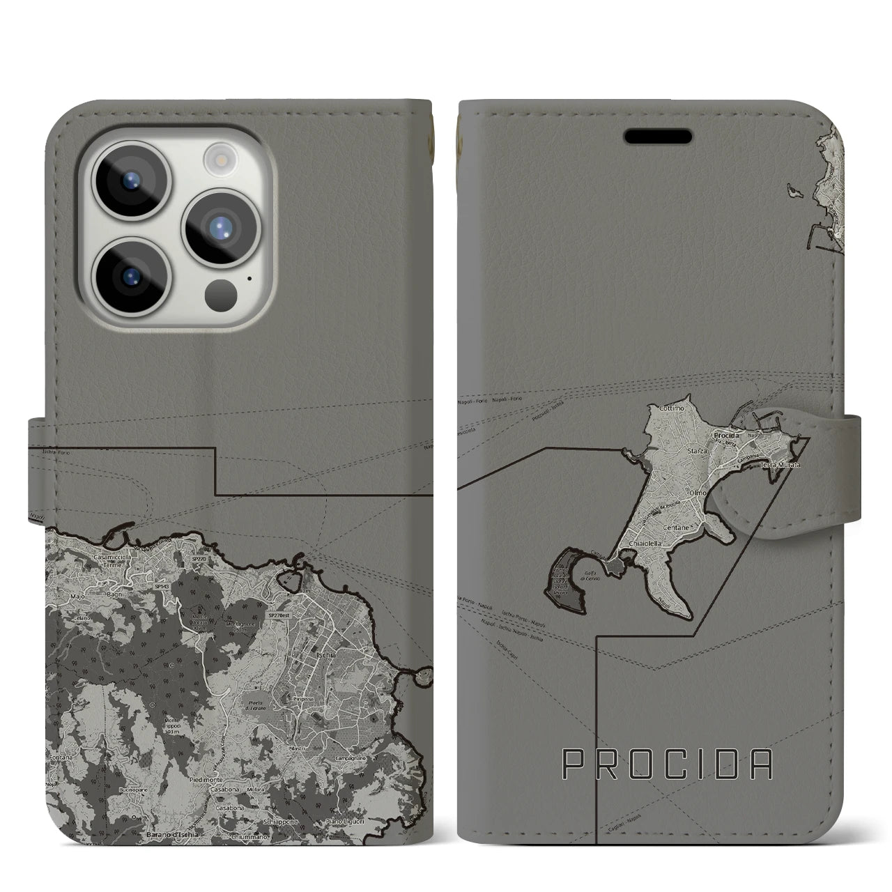 【プローチダ(イタリア)】地図柄iPhoneケース(手帳タイプ)