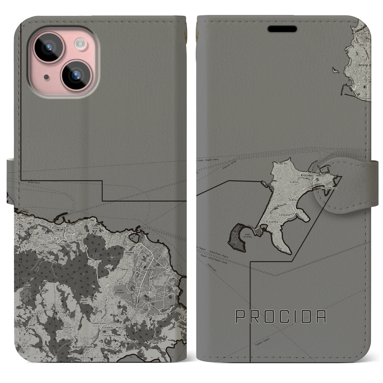 【プローチダ(イタリア)】地図柄iPhoneケース(手帳タイプ)