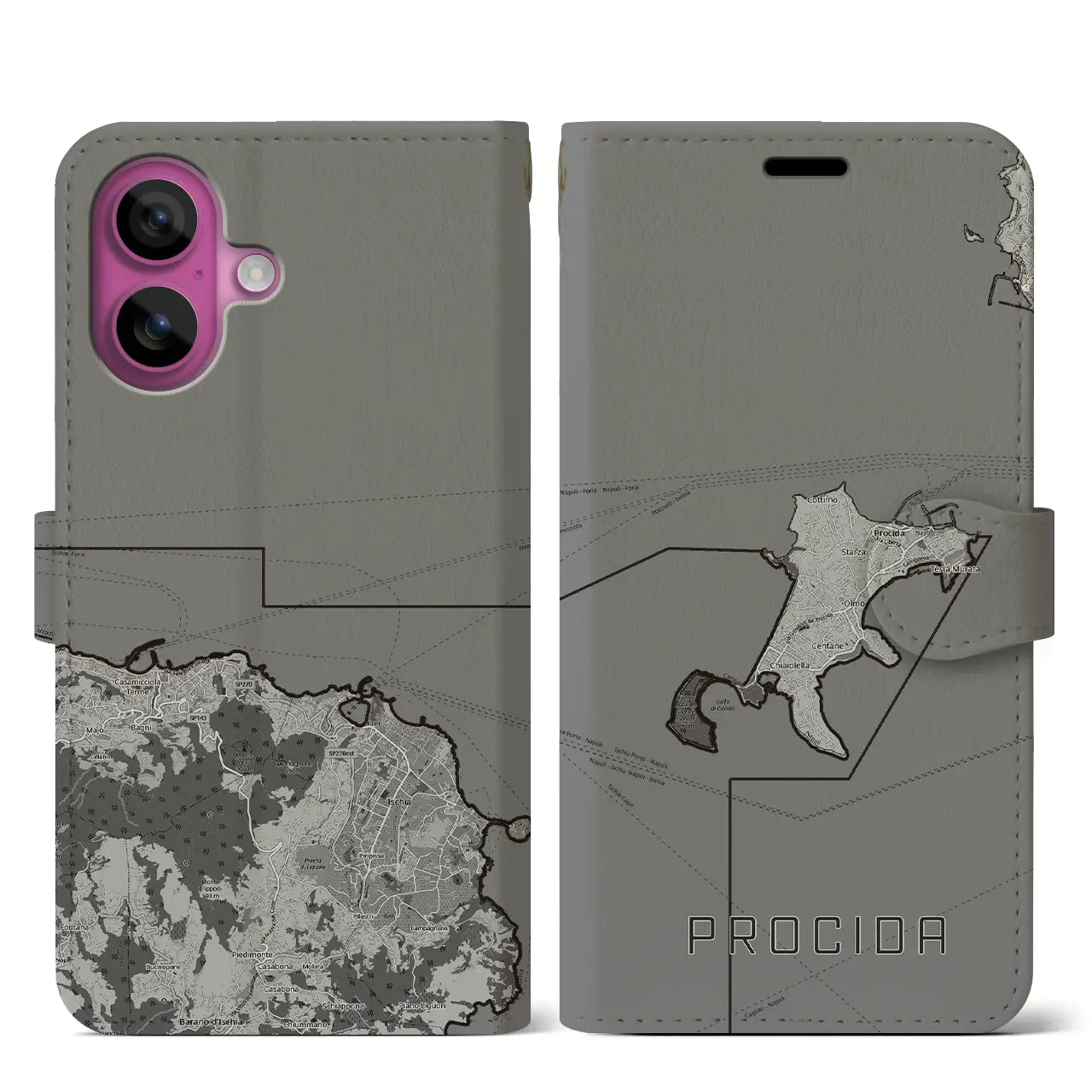 【プローチダ(イタリア)】地図柄iPhoneケース(手帳タイプ)