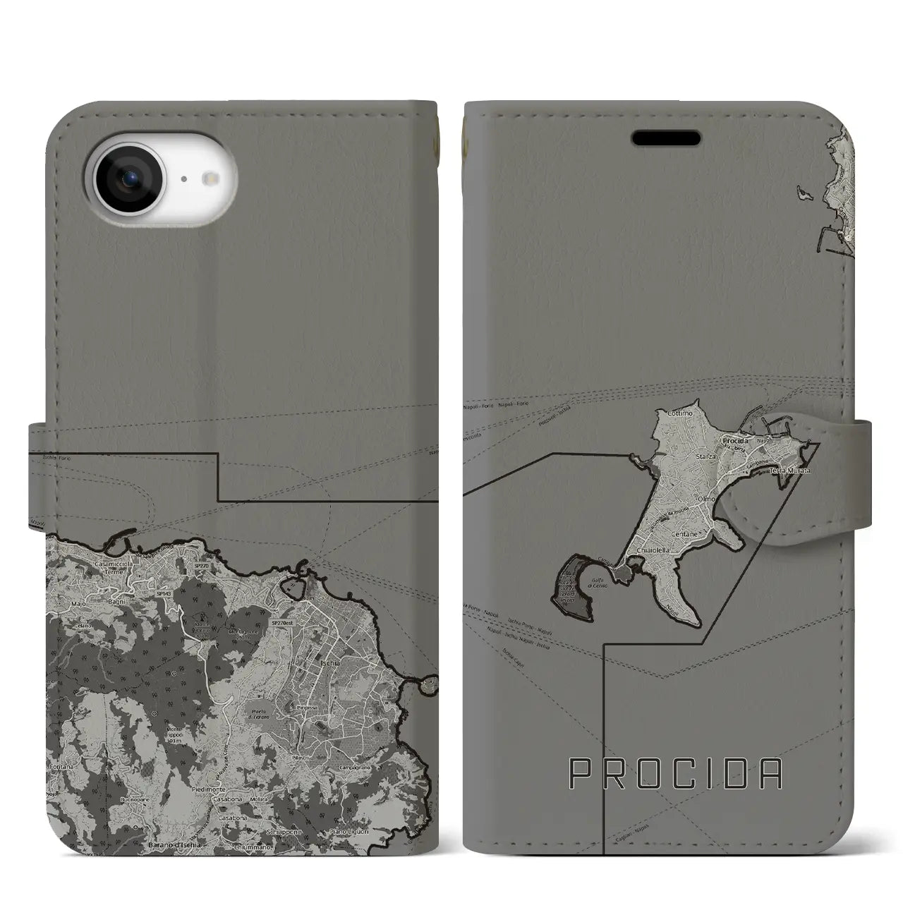 【プローチダ(イタリア)】地図柄iPhoneケース(手帳タイプ)
