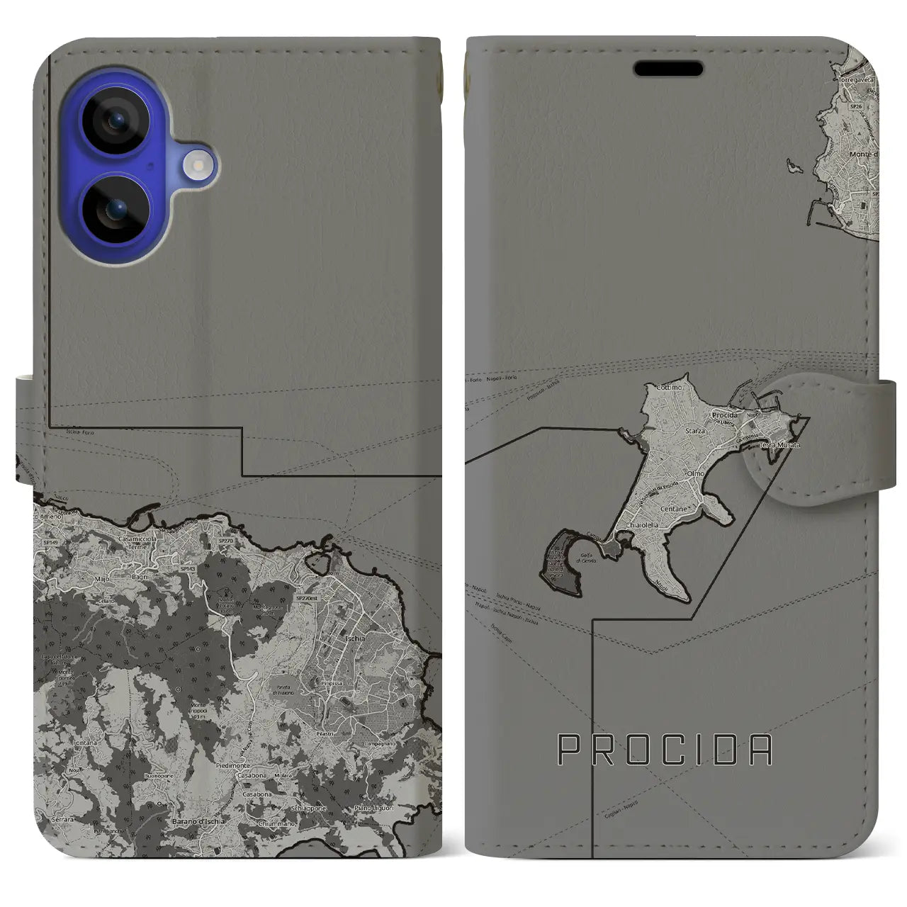 【プローチダ(イタリア)】地図柄iPhoneケース(手帳タイプ)