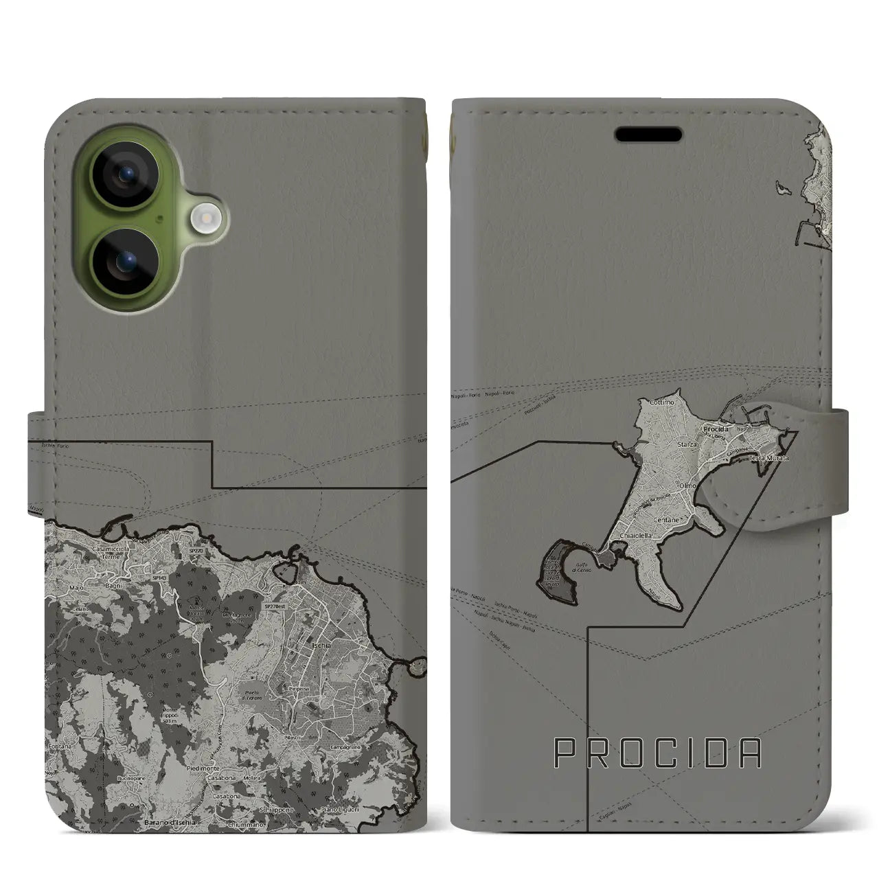 【プローチダ(イタリア)】地図柄iPhoneケース(手帳タイプ)